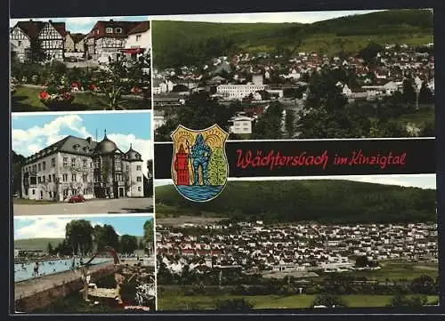 AK Wächtersbach im Kinzigtal, Freibad, Ortsansichten aus der Vogelschau