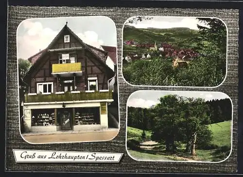 AK Lohrhaupten /Spessart, Reiseandenken Karl Jäger, Ortsansicht