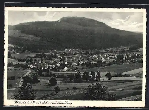 AK Schlierbach / Vogelsberg, Ortsansicht mit Landsburg