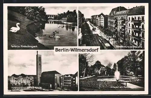 AK Berlin-Wilmersdorf, Partie im Hindenburgpark, Brandenburgischestrasse, Anlage am Kaiserplatz