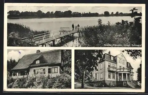 AK Nieder-Kleveez, Heilstätte Haus Osterberg, Blick a. d. See, Hausansichten