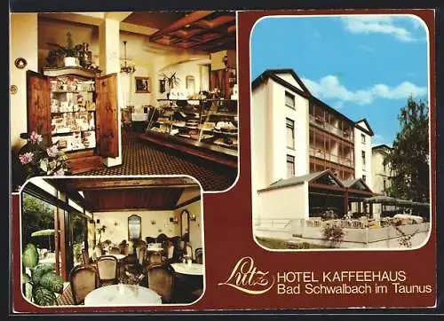 AK Bad Schwalbach im Taunus, Das Hotel Kaffeehaus Lutz, mit Café und Speiseraum, Parkstr. 2