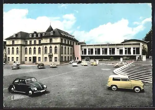 AK Saarbrücken /Saar, Kreiskulturhaus mit Schlossgartenrestaurant, VW Käfer