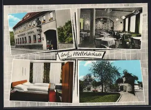 AK Mellrichstadt, Gästehaus Riedel, Aussen- u. Innenansichten