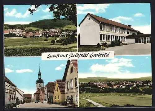 AK Sulzfeld /Grabfeld, Schulgebäude, Strassenpartie, Ortsansicht
