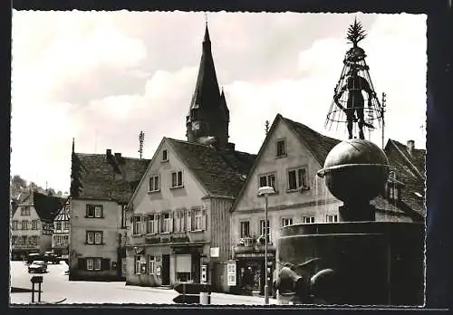 AK Ottweiler /Saar, Marktplatz mit Brunnen