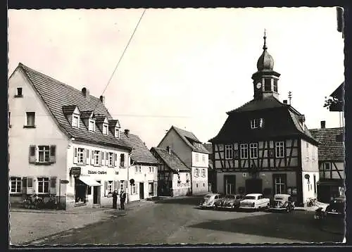 AK Bad Soden / Taunus, Strassenpartie mit altem Rathaus