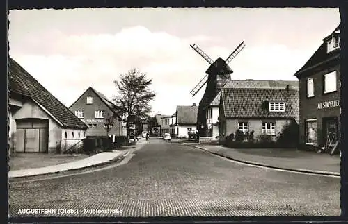 AK Augustfehn /Oldb., Windmühle in der Mühlenstrasse