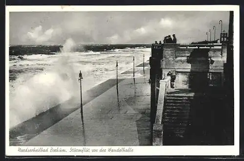 AK Borkum, Sturmflut vor der Wandelhalle