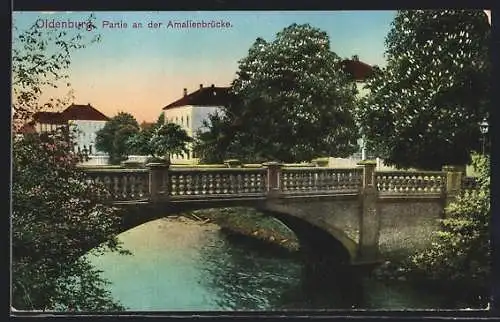 AK Oldenburg / Oldenburg, Partie an der Amalienbrücke