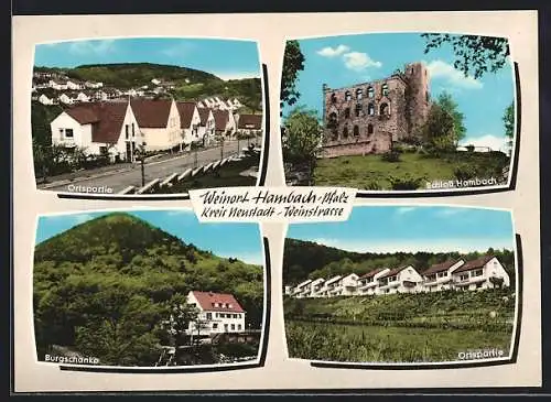 AK Hambach / Hardt, Ortspartie, Schloss Hambach und Burgschänke