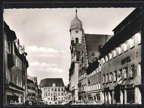 AK Kaufbeuren, Kaiser-Max-Strasse mit Rathaus