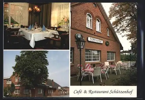 AK Vreschen-Bokel, Café & Restaurant Schützenhof, mit Innenansicht und Terrasse, Südgeorgsfehner Strasse 59