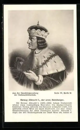 AK Herzog Albrecht I, er erste Habsburger, aus der Gemäldesammlun der Nationalbibliothek