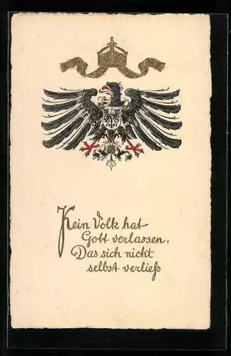 AK Wappen vom Deutschen Reich auf dem Körper des Adlers