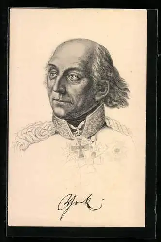 Künstler-AK Portraitzeichnung von Feldmarschall Graf von Wartenburg