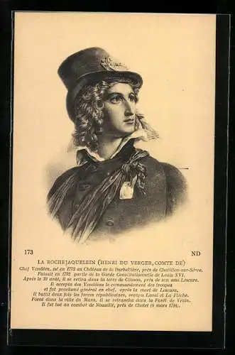 AK La Rochejaquelein, Henri du Verger, französische Revolution