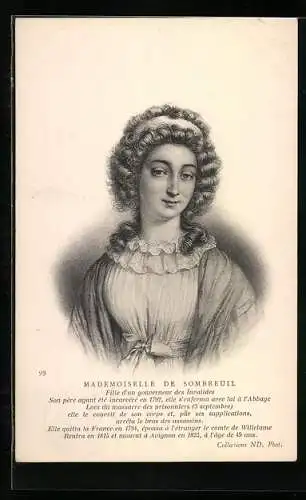 AK Mademoiselle de Sombreuil, Fille d`un gouverneur des Invalides, französische Revolution