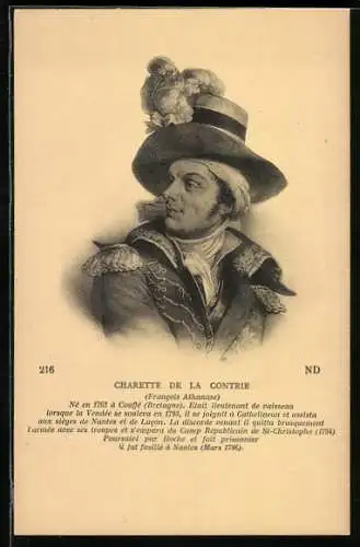 AK Charette de la Contrie, Francois Athanase, französische Revolution