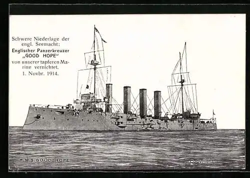 AK HMS Good Hope, vernichtet von der kaiserlichen Marine 1914