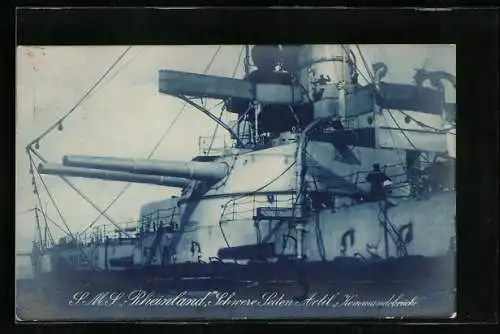 AK SMS Rheinland, Schwere Seiten Artillerie, Kommandobrücke