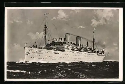 AK Passagierschiff Der Deutsche auf dem Meer kreuzend