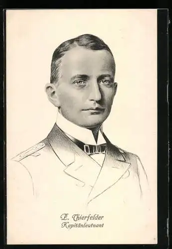 Künstler-AK Kapitänleutnant P. Thierfelder, Kommandant des Hilfskreuzers Kronprinz Wilhelm