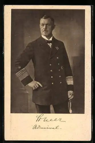 AK Admiral Reinhard Scheer in Uniform mit Orden und Dolch