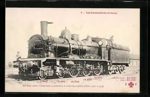 AK Französische Eisenbahn, Lokomotive Nr. 1717 der P. O.