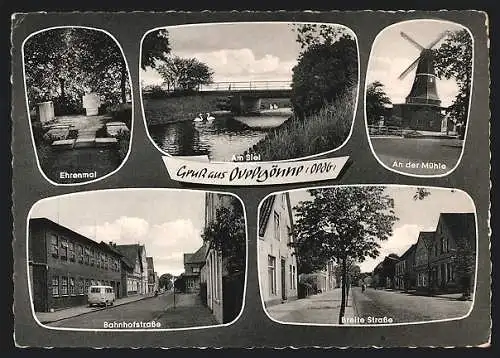 AK Ovelgönne / Wesermarsch, An der Mühle, Bahnhofstrasse, Breite Strasse