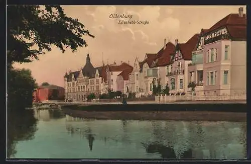 AK Oldenburg / Oldenburg, Elisabethstrasse am Fluss