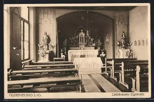 AK Oldenburg i. O., Kapelle des Liebfrauen-Lyceums, Innenansicht