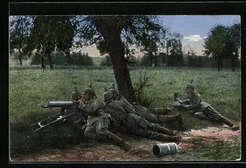 AK Infanterie-Soldaten an ihren Geschützen