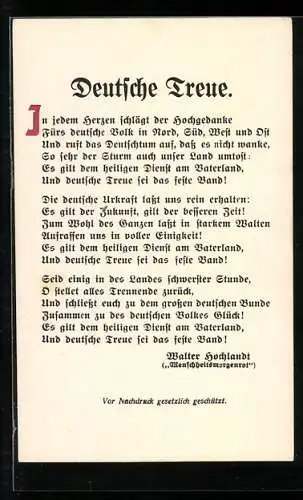AK Deutsche Treue, Gedicht