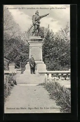 AK Gravelotte, Denkmal des Rheinischen Jäger-Batt. No. 8, Reichseinigungskriege