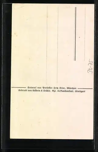 Künstler-AK Und Ihr, Zeichnet Kriegsanleihe, MG-Heckschütze in einem Flugzeug