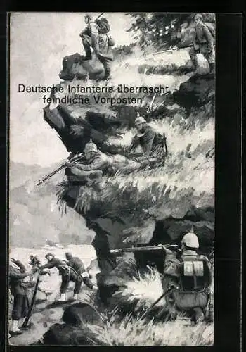 AK Deutsche Infanterie überrascht feindliche Vorposten