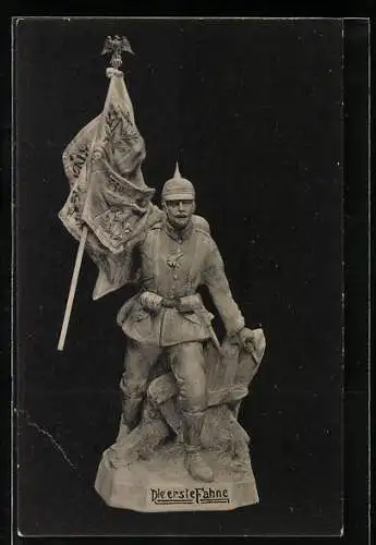 AK Soldat der Infanterie mit der ersten Fahne