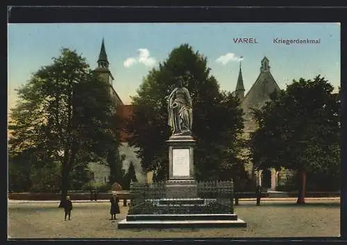AK Varel / Oldenburg, Kinder am Kriegerdenkmal