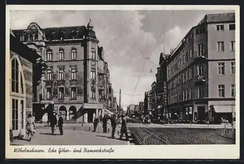 AK Wilhelmshaven, Ortspartie Ecke Göker- und Bismarckstrasse