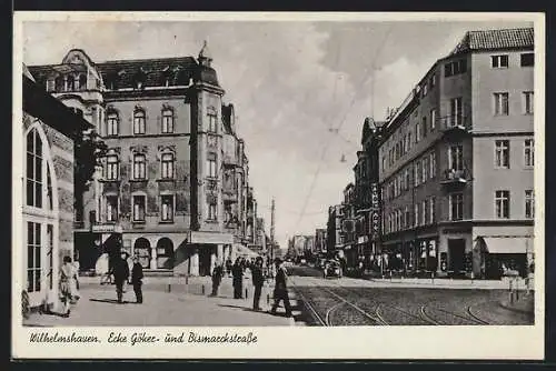 AK Wilhelmshaven, Ortspartie Ecke Göker- und Bismarckstrasse