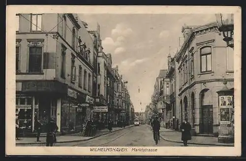 AK Wilhelmshaven, Marktstrasse mit Strassenbahn