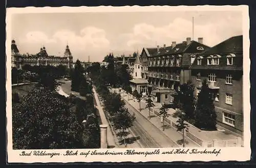 AK Bad Wildungen, Blick auf Sanatorium Helenenquelle und Hotel Fürstenhof