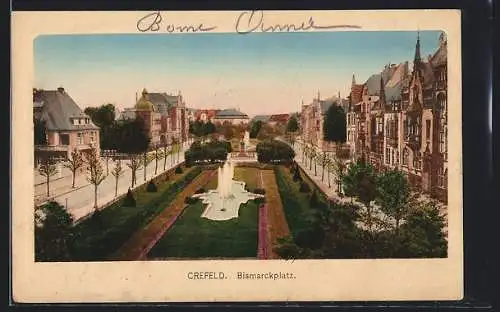 AK Crefeld, Blick auf Bismarckplatz