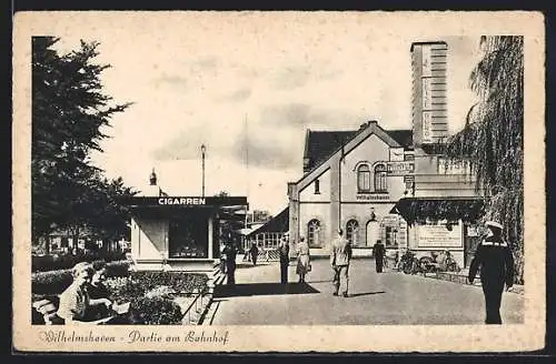 AK Wilhelmshaven, Partie am Bahnhof mit Leuten