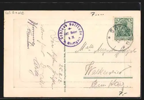 Präge-AK Stuttgart, Schloss Solitude, Passepartout