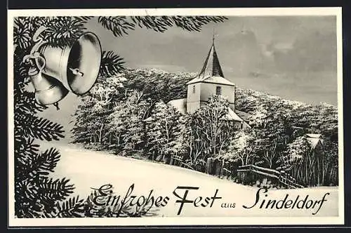 AK Sindeldorf, Blick auf die Kirche im Winter