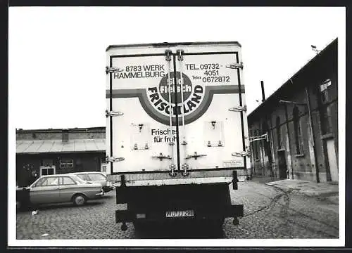 AK Hammelburg, Lastwagen von Süd-Fleisch Frischland am alten Schlachthof