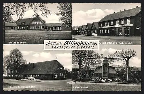 AK Affinghausen, Schule, Ehrenmal, Geschäftshaus Früchtenicht