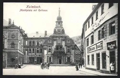AK Kulmbach, Marktplatz mit Rathaus am Gasthaus